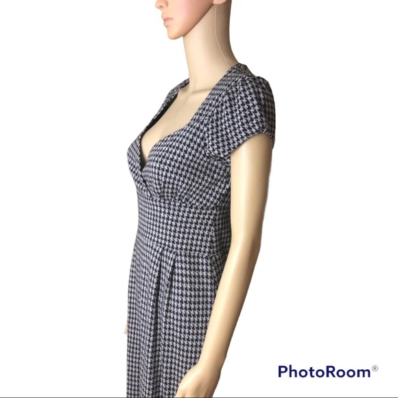 Banana Republic Stretch Houndstooth Pattern Midi Classic Cotton Dress Size XS - Picture 3 of 8